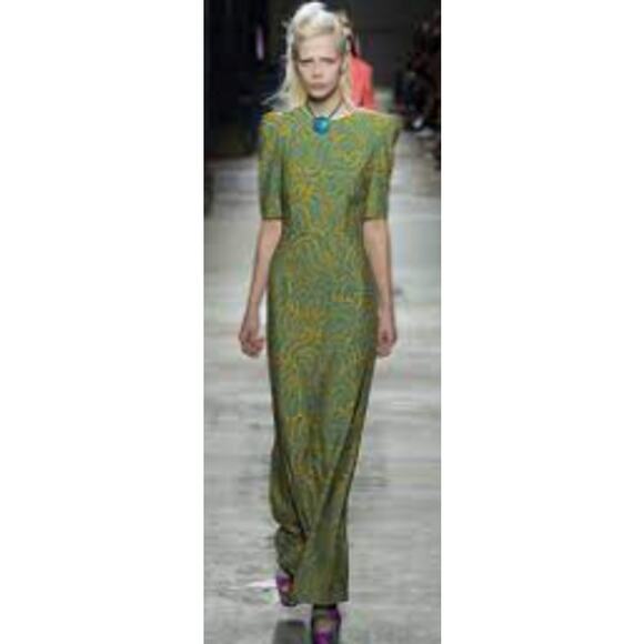 Dries Van Noten SS16 Mermaid Cut Dress ~ Coral & White Print~ Size 38 - Picture 14 of 14